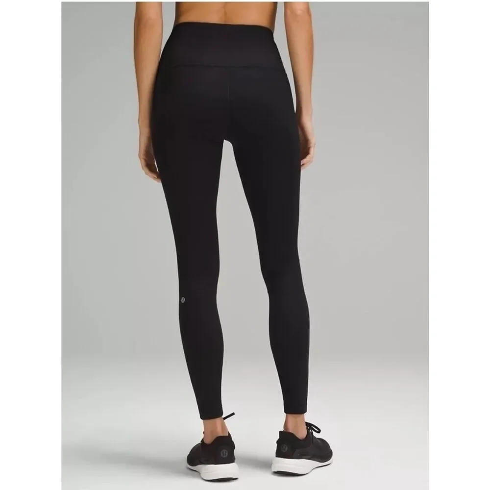 Lululemon Wunder Train Ribbed Hi Rise Tight Black Full Length Womens 10